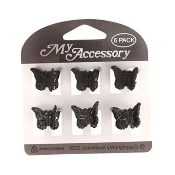 6 Pack Black Matte & Shiny Claw Clips