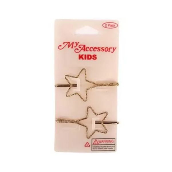 2 Pack Kids Gold Glitter Star Slides