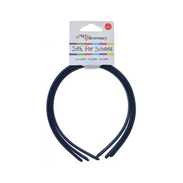3 Pack School Navy Woven Alice Headbands
