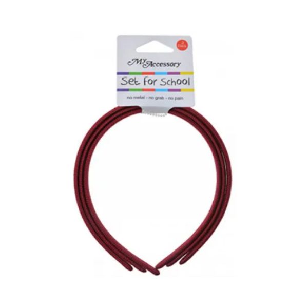 3 Pack School Burgundy Woven Alice Headbands