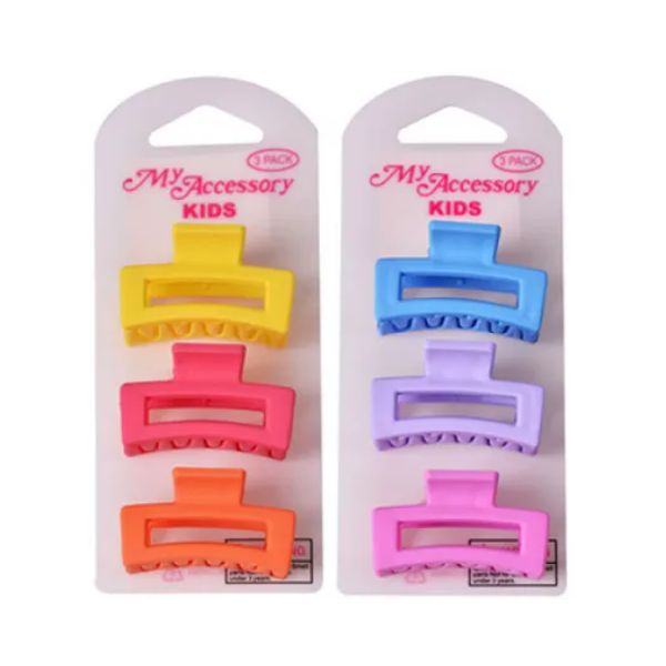 3 Pack Melrose Kids Mini Rectangle Bright Colours Clip - 4cm