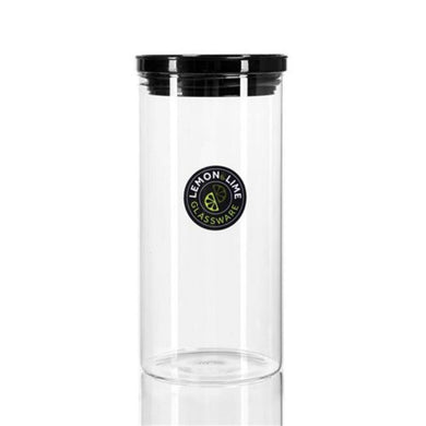 Highbury Glass Jar with Acrylic Black Lid - 1.4L - The Base Warehouse