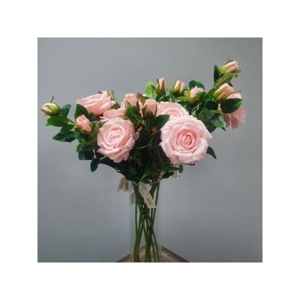 Light Pink Rose with Bud - 55cm