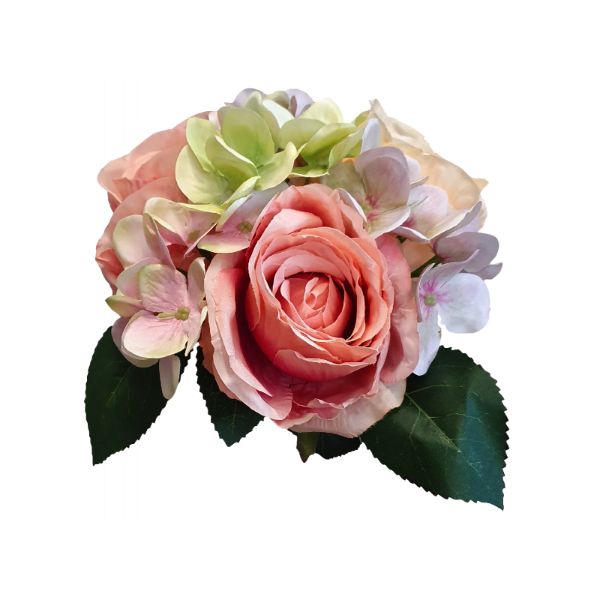Orange Rose & Hydrangea Bouquet - 29cm