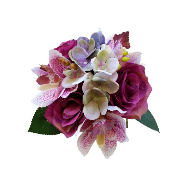 Pink & White Rose Hydrangea Cymbidium Bouquet - 27cm