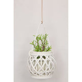 Load image into Gallery viewer, White Wicker Plant Holder with Glass Holder - 16cm
