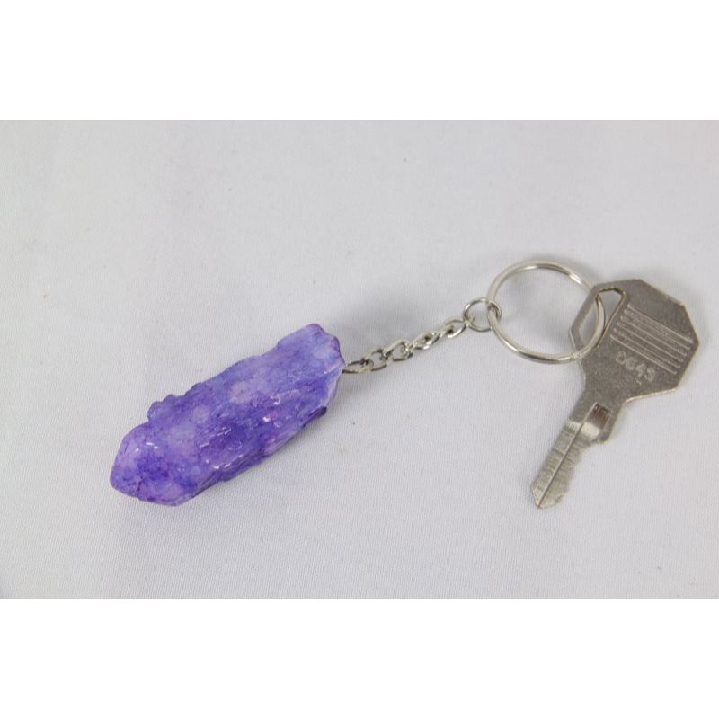 Rainbow Quartz Crystal Key Ring