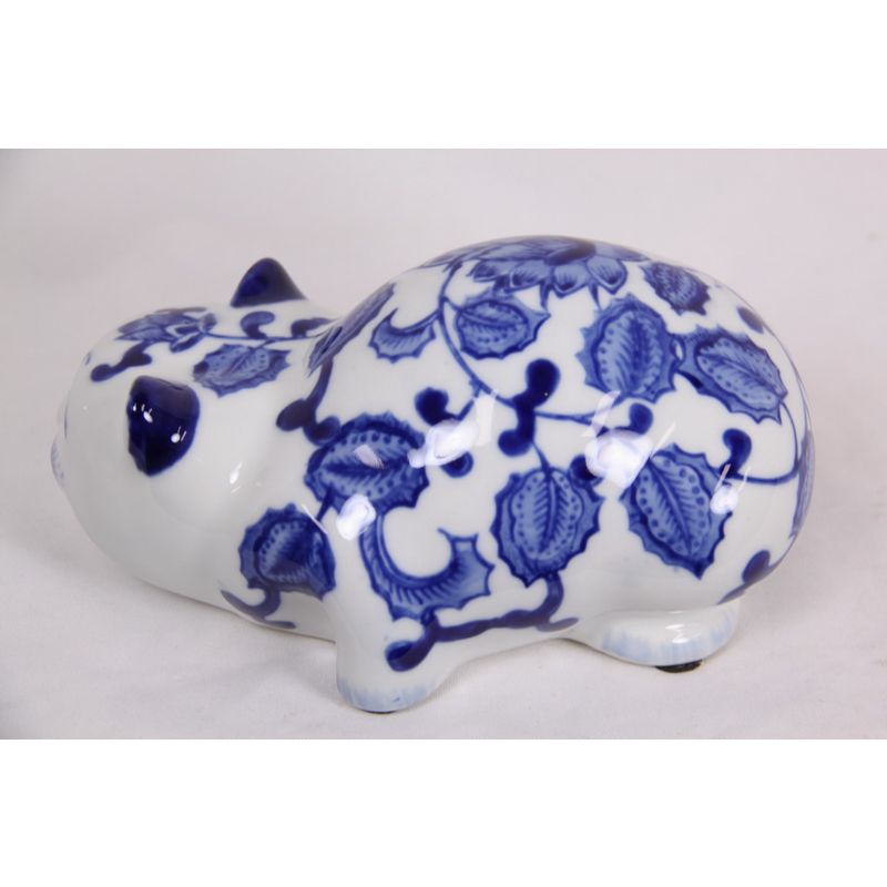 Blue Willow Cat Decor - 20cm