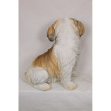 Load image into Gallery viewer, White &amp; Beige Sitting Shih TZU Dog Statue - 32cm
