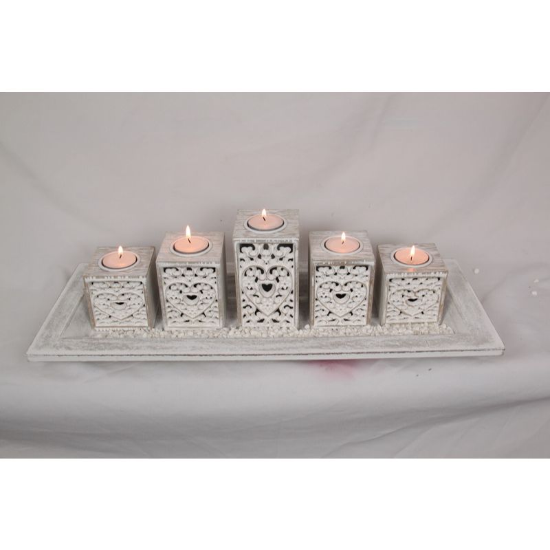 Heart Filigree 5 Piece Candle Holder - 50cm