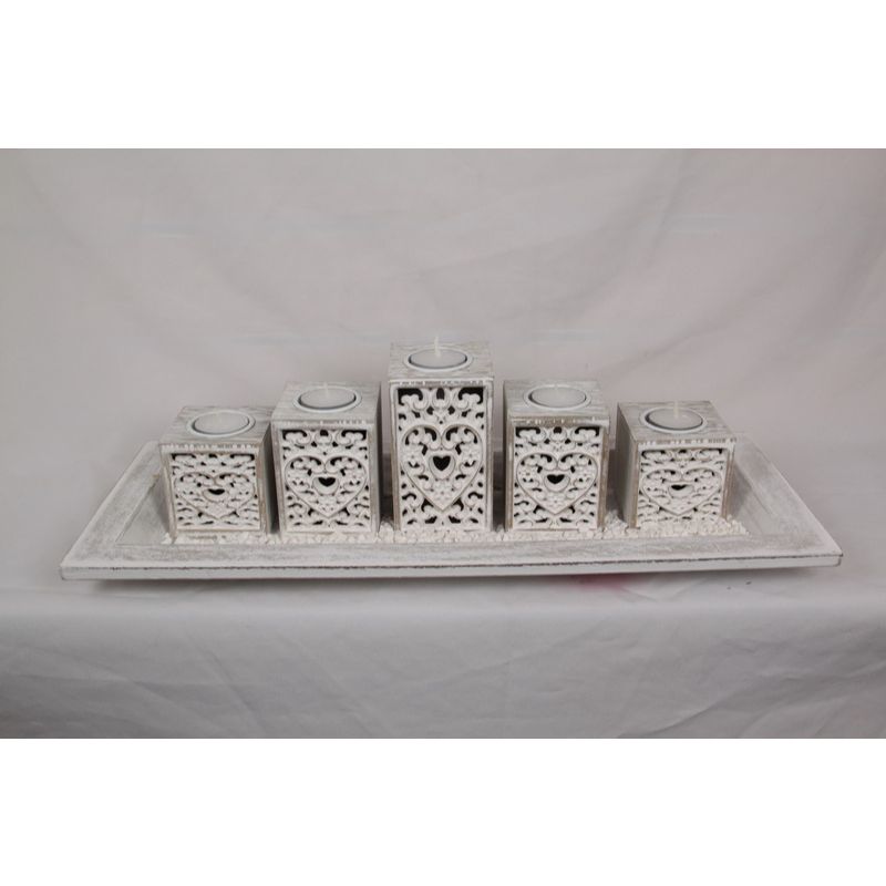 Heart Filigree 5 Piece Candle Holder - 50cm