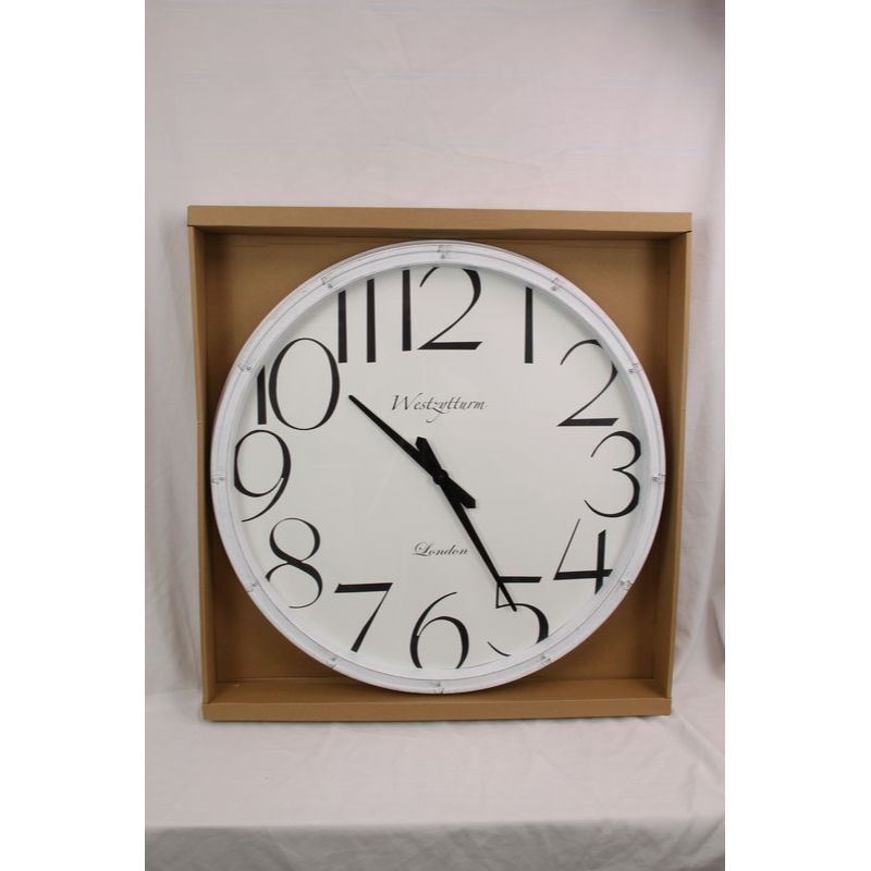 White Washed Decor Round Clock - 73cm