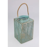 Load image into Gallery viewer, Duck Egg Blue Lantern with Brushed Gold Lantern Hanging Decor - 22cm
