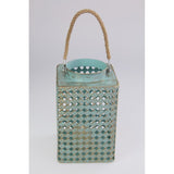 Load image into Gallery viewer, Duck Egg Blue Lantern with Brushed Gold Lantern Hanging Decor - 22cm
