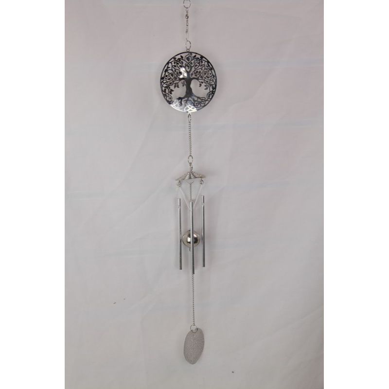 Silver Lotus Tree of Life Mandala Wind Chime