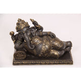 Load image into Gallery viewer, Resting Ganesh on Cushion in Gold Colour - 15cm

