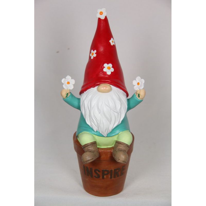 Flower Gnome with Inspirational Pot - 13cm