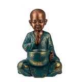 Load image into Gallery viewer, Blue &amp; Gold Sitting Monk Statue with Bowl - 30cm
