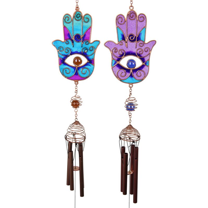 Hamsa Hand Two Tone Wind Chime - Approx 70cm