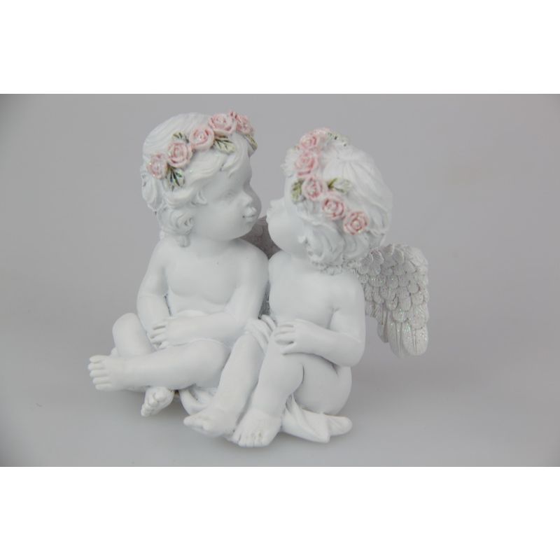 Cherub Couple with Rose Band - 7cm