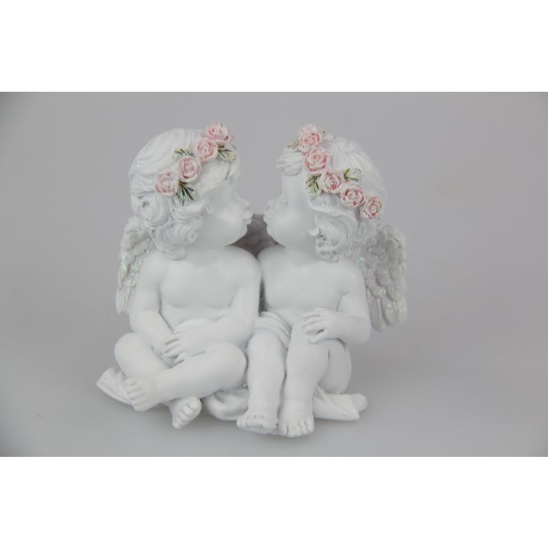 Cherub Couple with Rose Band - 7cm