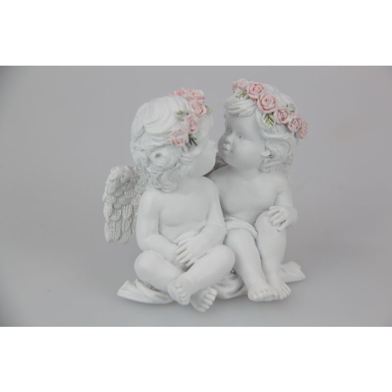 Cherub Couple with Rose Band - 7cm