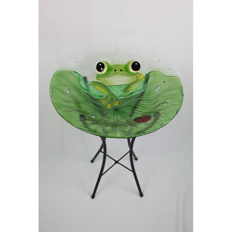 Green Glass Frog Bird Round Feeder - 46cm x 46cm