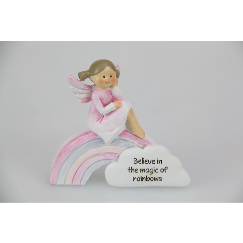 Fairy on Rainbow with Cute Inspirational Quote - 7.5cm