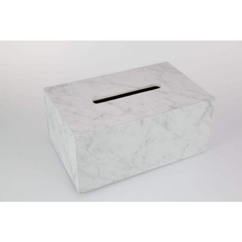 Grey White Marble Look Tissue Box - 24cm x 15cm
