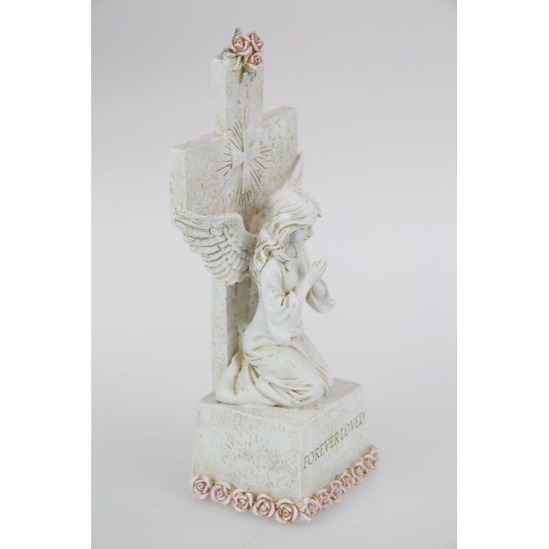 Kneeling Prayer Angel on Cross Forever Loved - 26cm