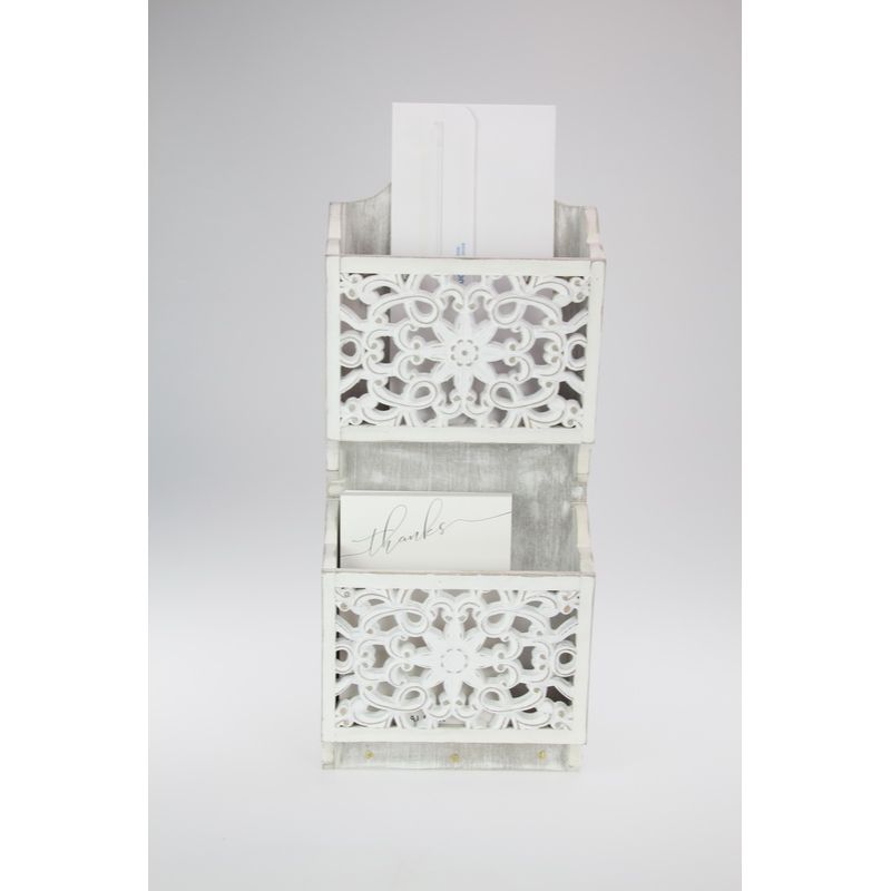 White Twin Hanging Filigree Holder - 43cm