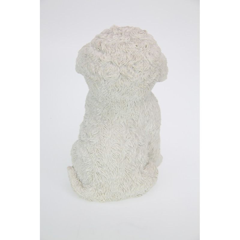 White Sitting Cute Bichon Frise Dog Figurine - 25cm