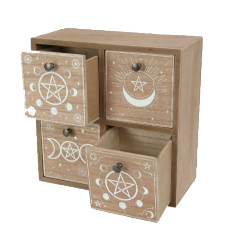 Square Wiccan MDF 4 Drawer Cabinet - 22cm