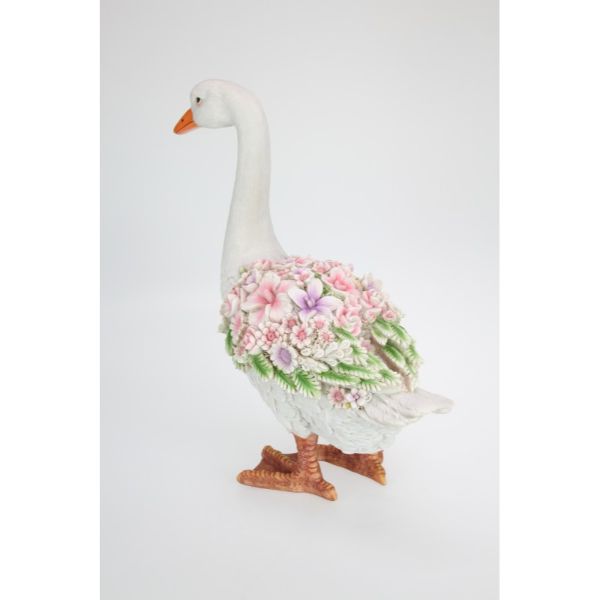 Standing Goose with Floral Finish - 44cm