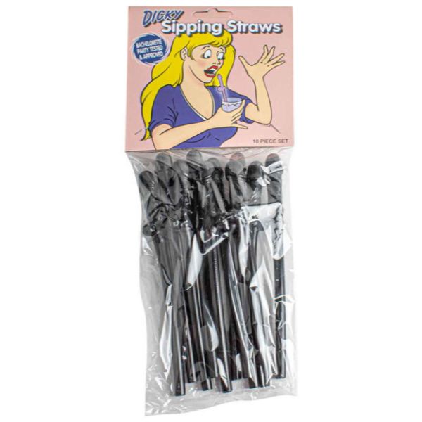 10 Pack Black Dicky Sipping Straws