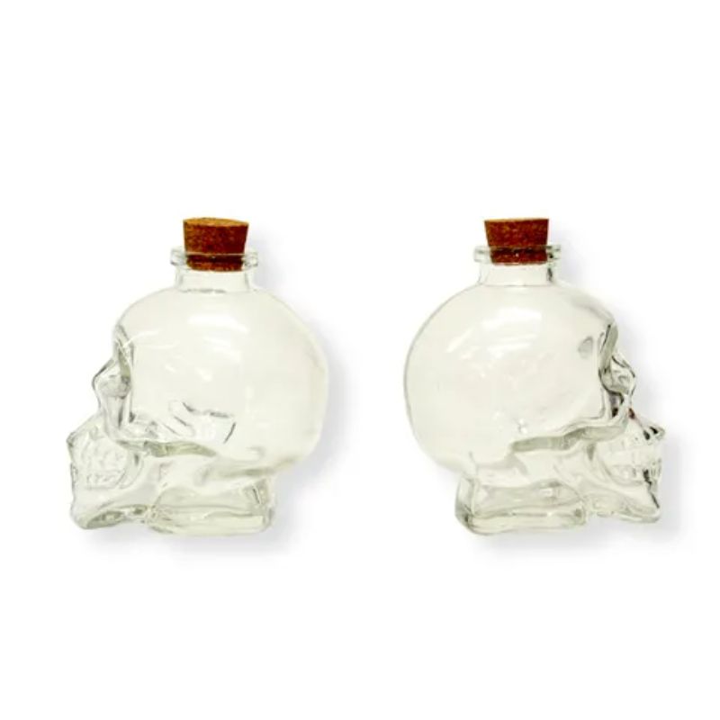 Clear Small Glass Skull Bottle - 180ml