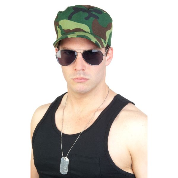 Military Set - Camo Cap, Glasses & Dog Tags