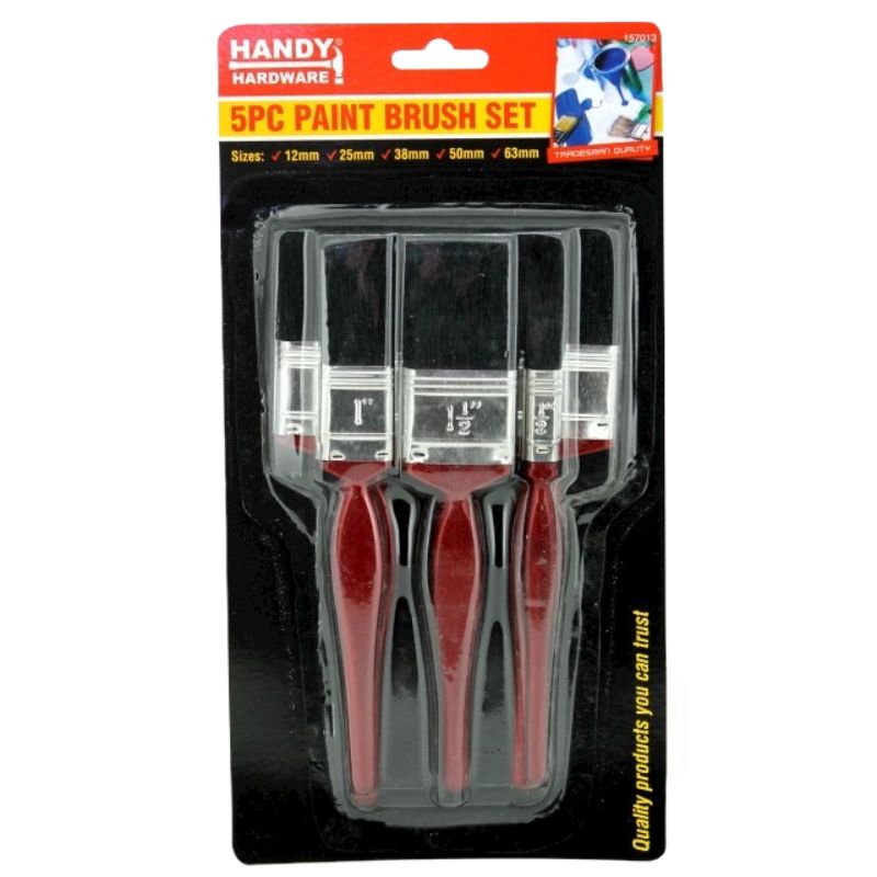 5 Pack Assorted Size Paint Brush Set