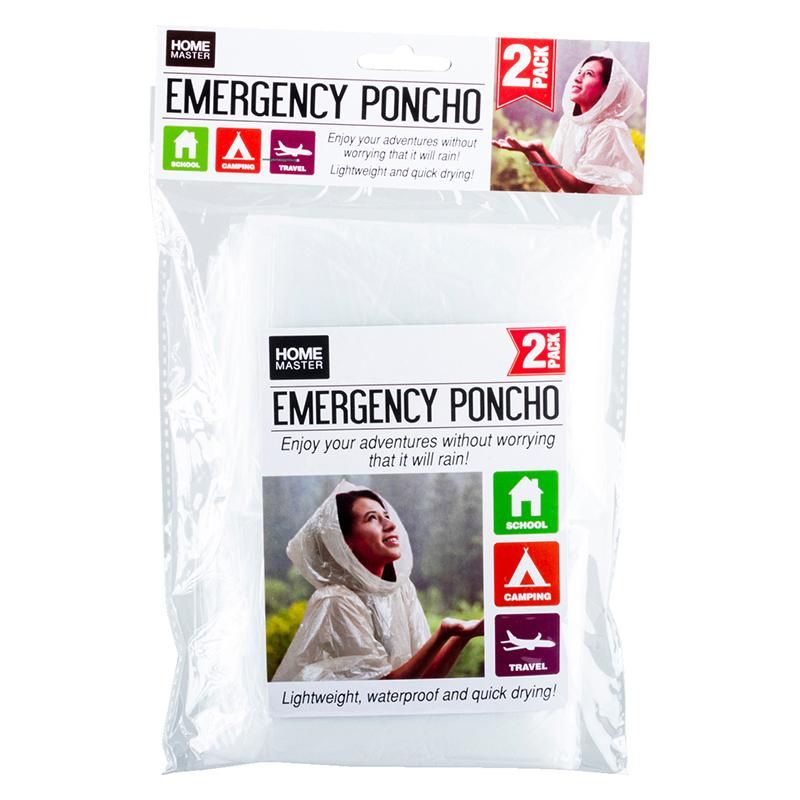 2 Pack Emergency Clear Poncho - One Size Fits Most