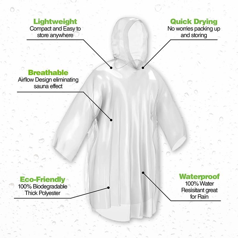 2 Pack Emergency Clear Poncho - One Size Fits Most