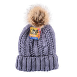 Load image into Gallery viewer, Womens Heat Control Thermal Lined Pom Pom Chunky Ribbed Knit Beanie
