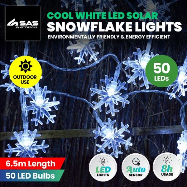 Snowflake Solar Power LED String Lights