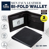 Load image into Gallery viewer, Men Faux Leather Bi-Fold Wallet - 9.5cm x 12cm x 2cm
