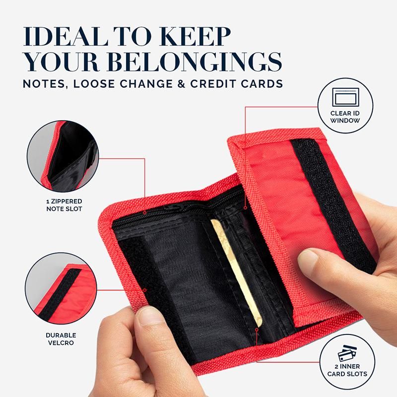 Velcro Nylon Surf Trifold Wallet - 8.5cm x 12.5cm x 1.5cm