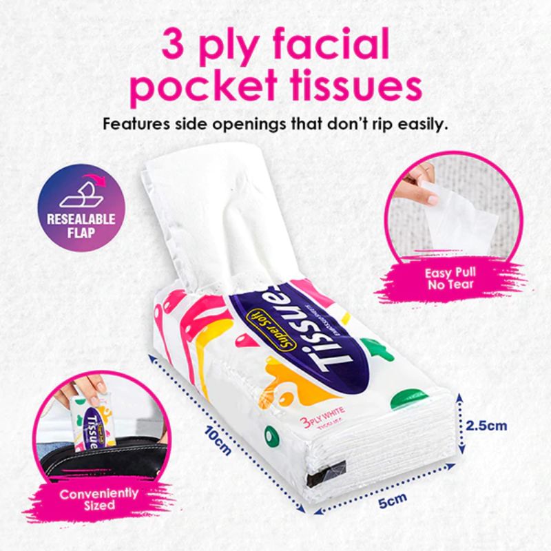 8 Pack 3 Ply Pocket Tissue