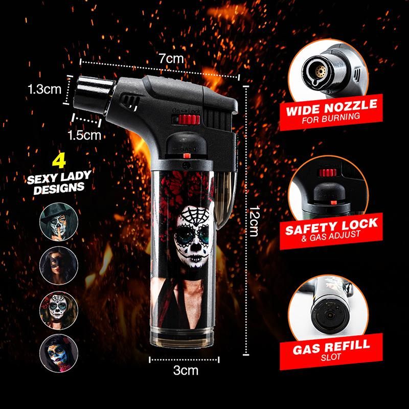 Sexy Ladies Design Refillable Blow Torch Gas Lighter - 7cm x 12cm