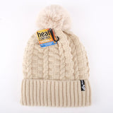 Load image into Gallery viewer, Womens Heat Control Thermal Lined Pom Pom Cable Knit Beanie - One Size Fits Most
