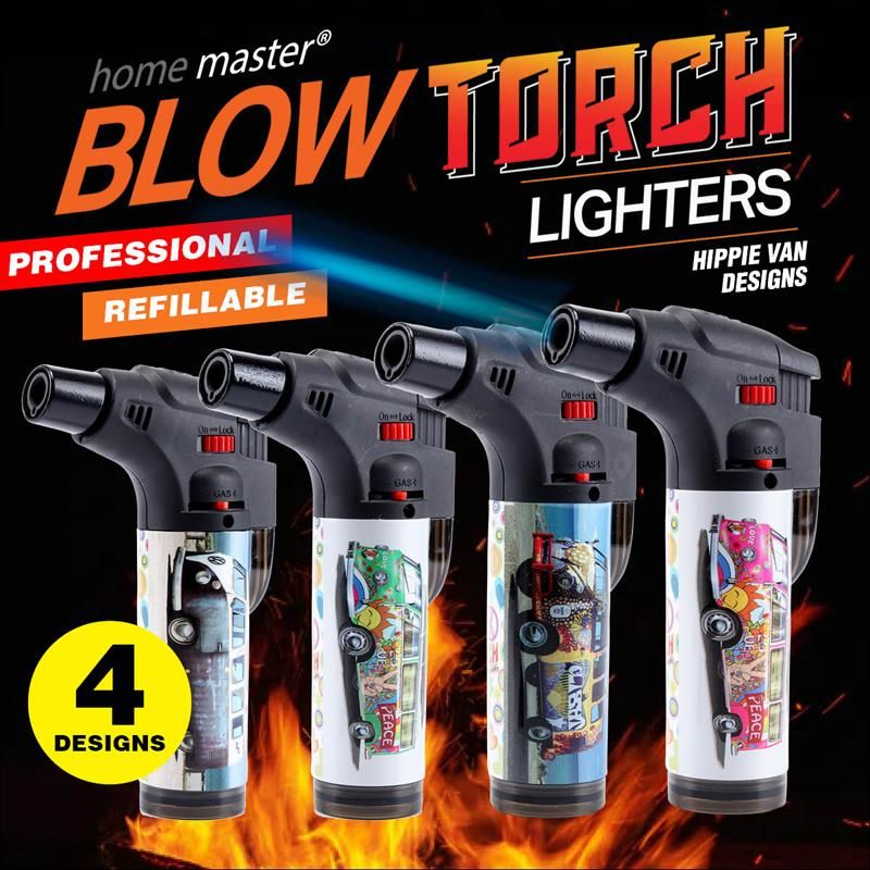 Hippie Van Design Refillable Blow Torch Gas Lighter - 7cm x 12cm