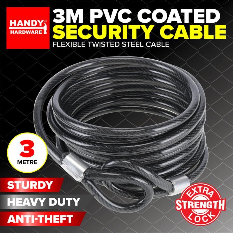 PVC Coated Security Cable With Loops - 3m