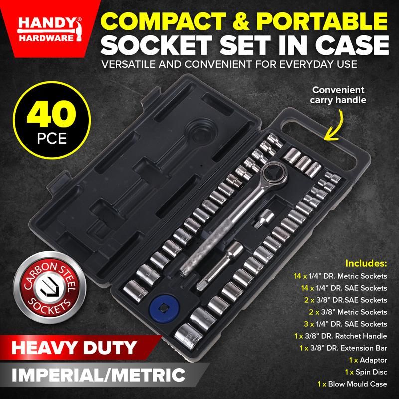 Compact & Portable 40 Piece Socket Set